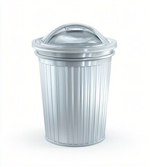 A Shiny Metal Trash Can with Lid Perfect for Waste Disposal Illustrations