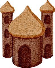 watercolor illustration of eid al adha mosque