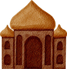 watercolor illustration of eid al adha mosque