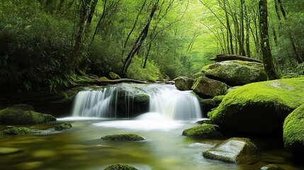 small waterfall in the forest
