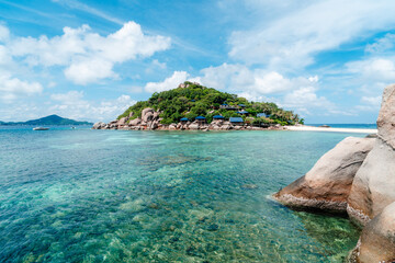 Island with beach and clear sea water in summer, Summer sea tourism, Koh Nang Yuan in Thailand