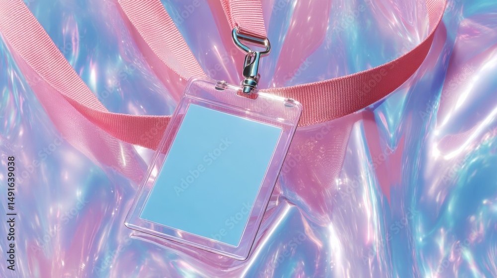 Poster holographic pastel access next-gen event credential design - innovative professional networking badg