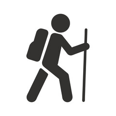 Hiking Stick Figure Icon Minimalist Monochrome Outdoor Design