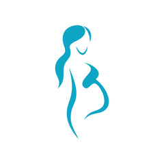 Abstract Female Silhouette Vector Minimalist Turquoise Design