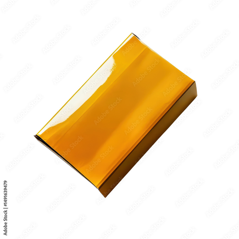 Aufkleber shiny gold metallic paper sheet with smooth reflective surface and geometric shape isolated on plain