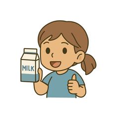 girl drink fresh milk illustration
