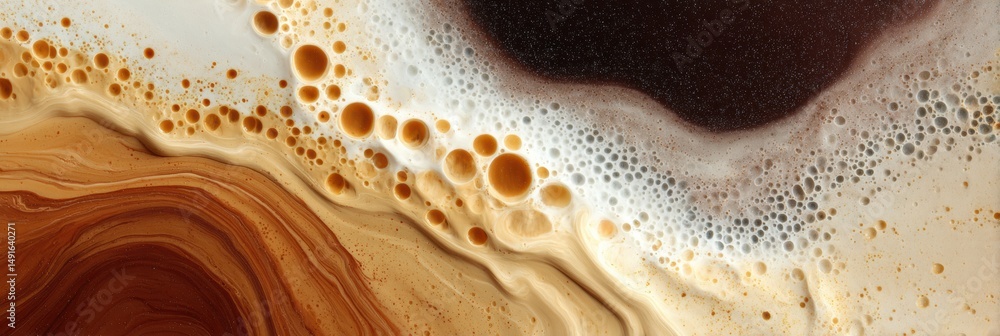 Poster fluid dynamics meets artistic abstraction organic coffee foam microstructure visualization - sensory
