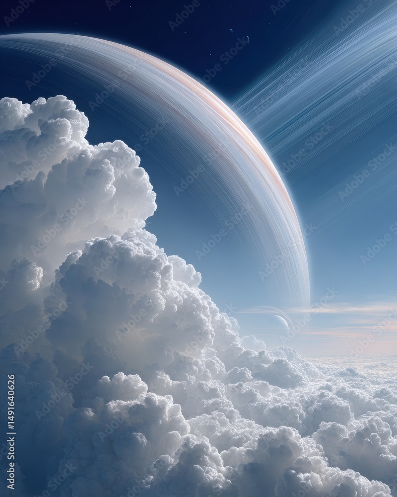 Poster cosmic horizons next-gen immersive space exploration visualizing ethereal planetary landscapes and m