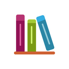 Stylized depiction of three stacked volumes on shelf, representing learning