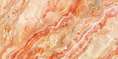 A vibrant, abstract painting of a colorful, flowing, swirling, and wavy pattern of red, orange, and yellow colors on a white background.