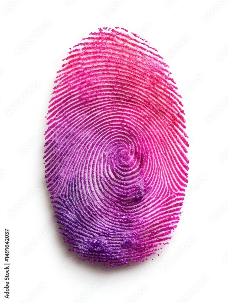 Aufkleber Quantum Biometric Security High-Resolution Pink-Purple Gradient Fingerprint Visualization for Advanced Digital Identity Authentication Technologies