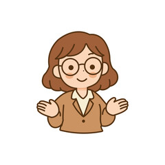 Illustration of cartoon a smiling woman teacher