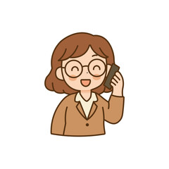 Illustration of cartoon a smiling woman teacher