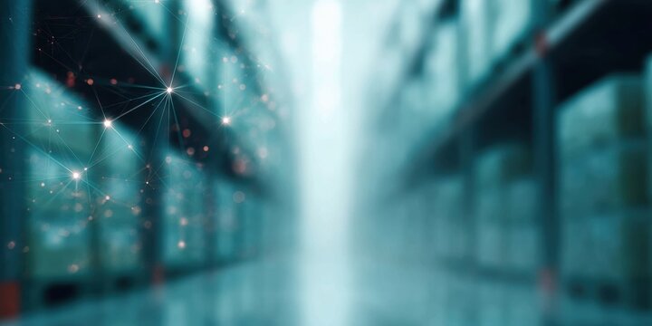 Blockchain Revolution Futuristic Supply Chain Visualization with Digital Network Mapping - Next-Gen Logistics Technology Transforming Transparent Inventory Management