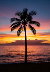 Obraz premium Sunset Silhouette Serenade AI Generated