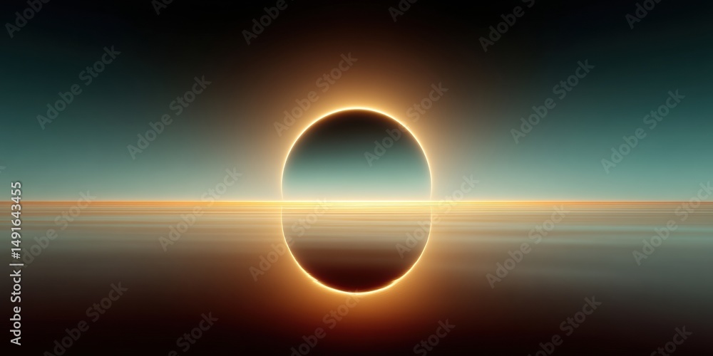 Aufkleber celestial minimalism cosmic eclipse visualization for digital immersion - futuristic space explorati