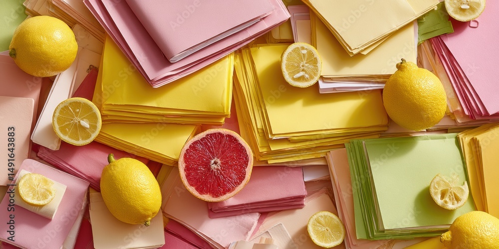 Aufkleber Pastel Productivity Palette Zesty Citrus Color Block Design Inspiring Creative Workspace Optimization and Contemporary Digital Workflow Solutions