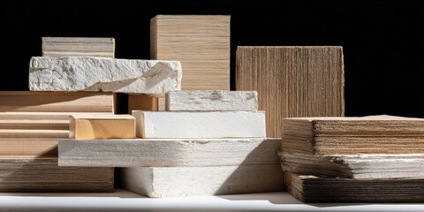 Circular Economy Insights Sustainable Material Recycling Showcase - Industrial Texture Exploration of Cardboard and Paper Waste Transformation