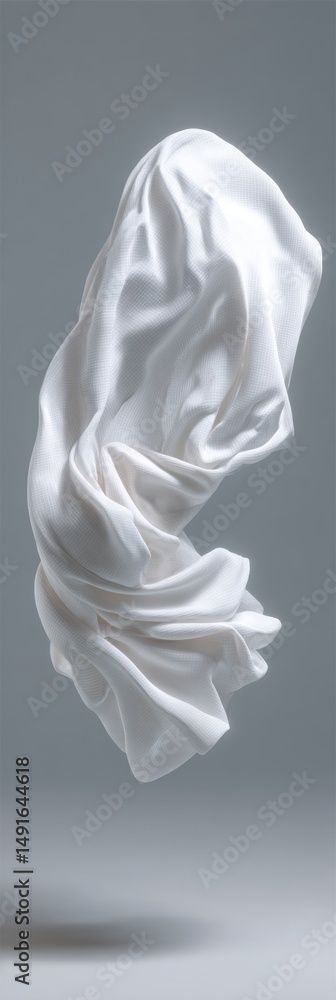 Poster ethereal motion design minimalist white fabric sculpture capturing fluid dynamics for contemporary a