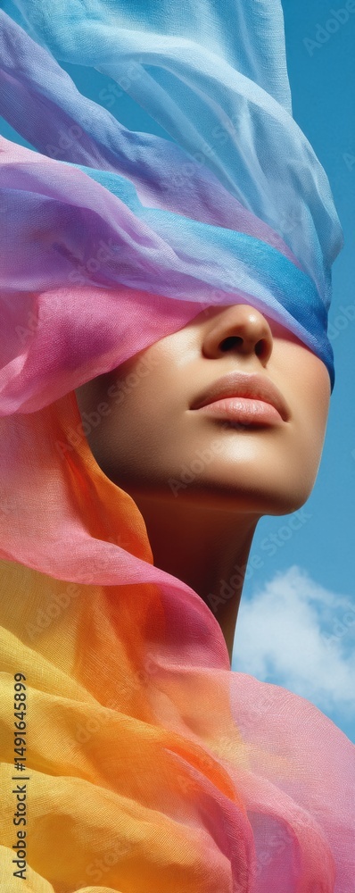 Poster Transcendent Digital Identity Ethereal AI-Driven Portrait Exploring Emotional Fluidity, Prismatic Self-Expression for Next-Gen Creative Branding