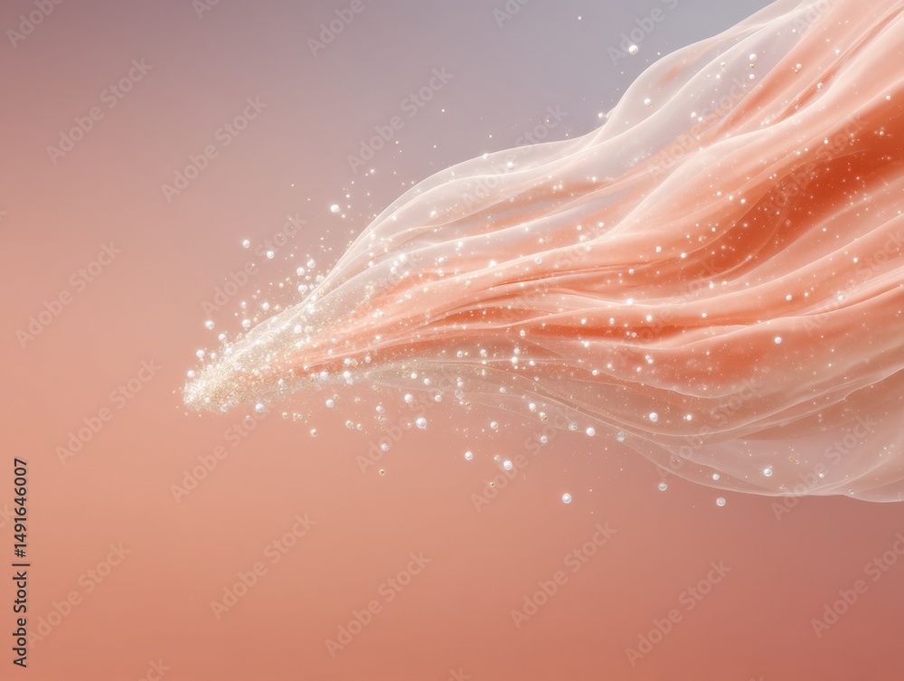 Aufkleber Ethereal Digital Flow Cosmic Particle Visualization for Next-Gen Branding, AI Innovation and Futuristic Design Aesthetics in Soft Gradient Palette