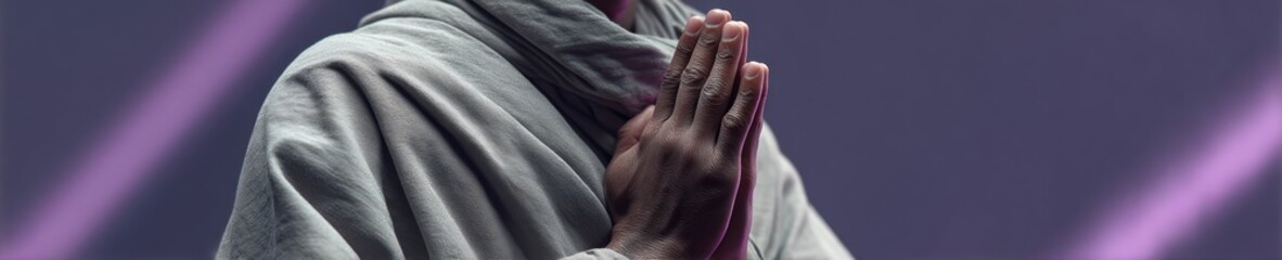 Fototapeta premium Mindful Meditation Tech Minimalist Spiritual Connection with Zen Monks Contemplative Gesture - Wellness App Visual Inspiration for Digital Mindfulness