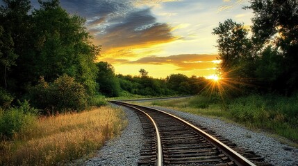 railway in the sunset
