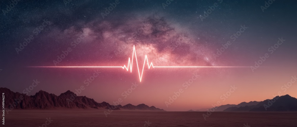Poster ethereal digital pulse transformative healthcare technology visualizing cardiac rhythm against cosmi