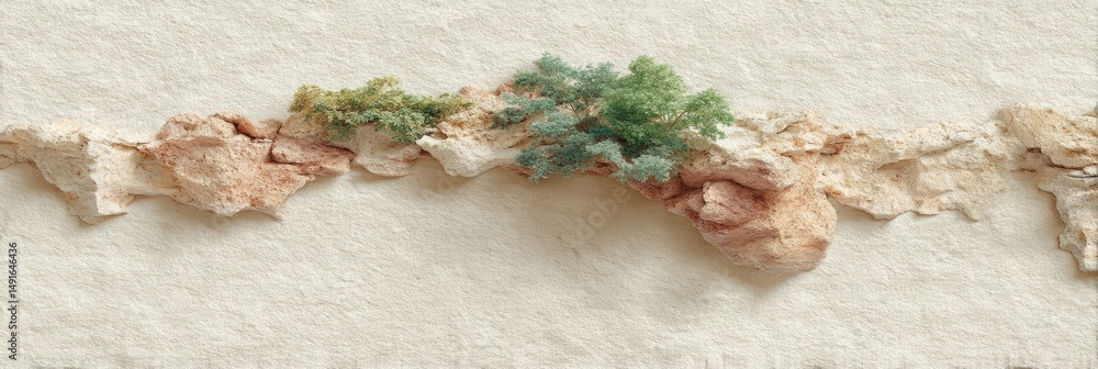 Aufkleber tactile terrain minimalist geological abstract with textural paper landscape - artistic visualizatio