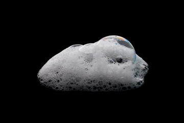 Soap foam or shampoo Soap foam texture or shampoo surface with bubble isolated on background.