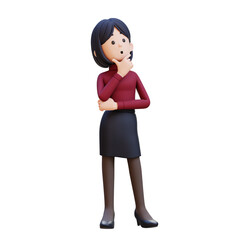 3D business woman is thinking concept of contemplation and focus