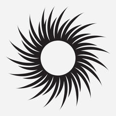 Black Sunburst Silhouette with Spiked Rays