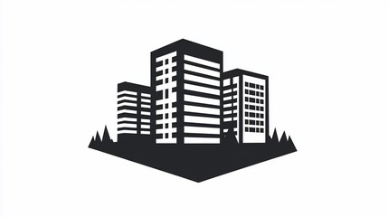 Fototapeta premium Modern minimalist city skyline with high rise buildings design icon