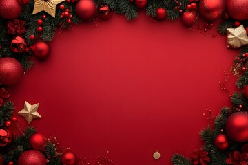 Red�Christmas�template for design with a festive frame.
