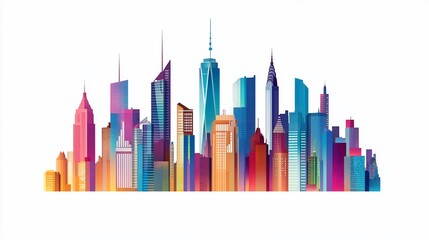 Obraz premium Vibrant Urban Landscape: A Colorful Skyline of New York City