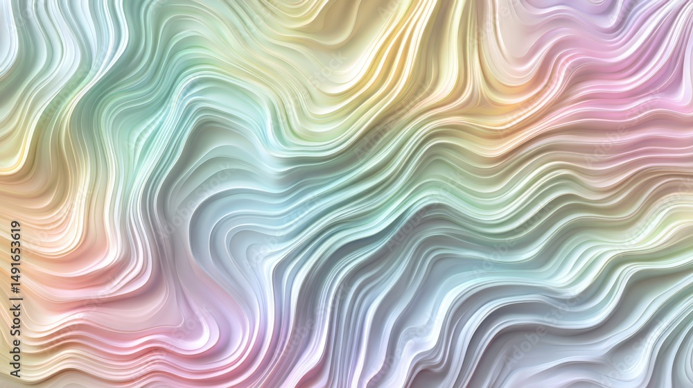 Poster Pastel Liquid Swirls Abstract Background with Smooth Flowing Lines and Gentle Gradient Colors in a Soft and Dreamy Style