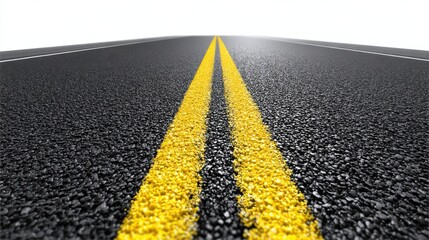 Asphalt Road Surface with Yellow Lines Perspective View of Transportation Infrastructure