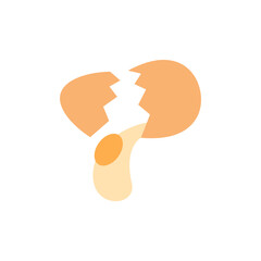 Cracked Egg Icon Depicting Raw Ingredients with a Transparent Background