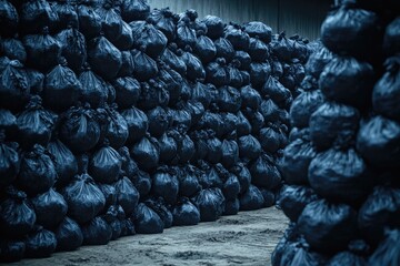 Dark, piled plastic bags