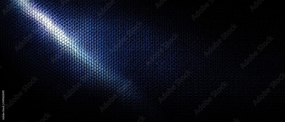 Poster Abstract Dark Blue Surface with Light Beam Texture Background Close Up Detail Macro Shot Modern Design Futuristic Pattern