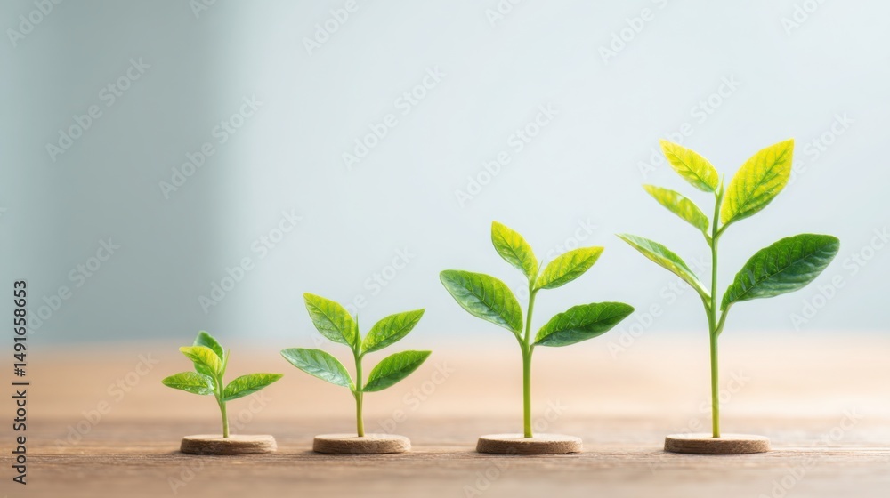 Aufkleber three small plants growing from a wooden block representing startup growth and support for early dev