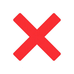 Flat Red Cross Icon – Minimalist Error or Cancel Symbol on Transparent Background