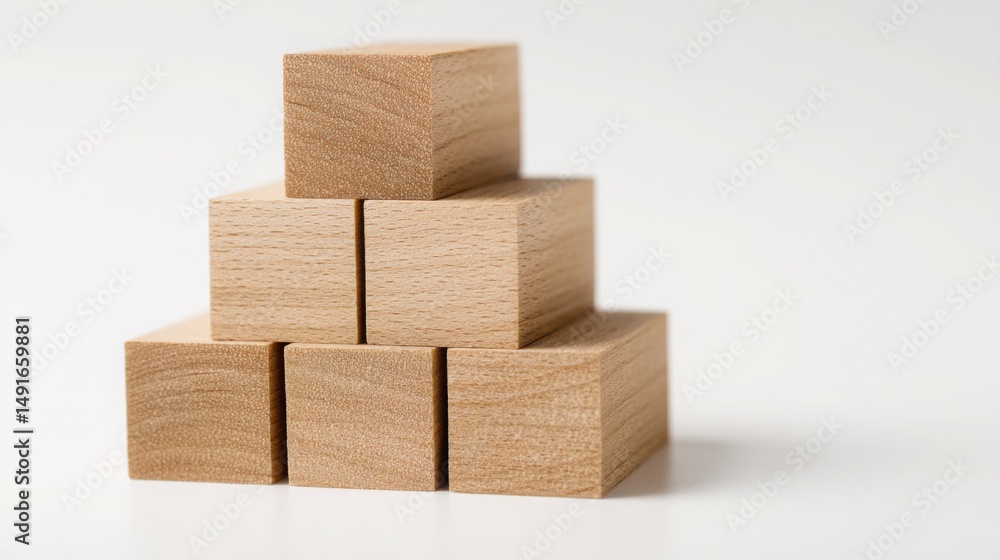 Poster stacked wooden blocks forming a tower representing stability and structure in value pyramid concept