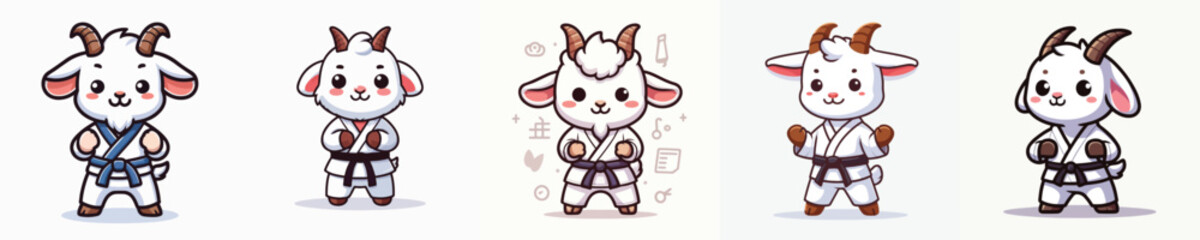 cute goat vector in karate costume