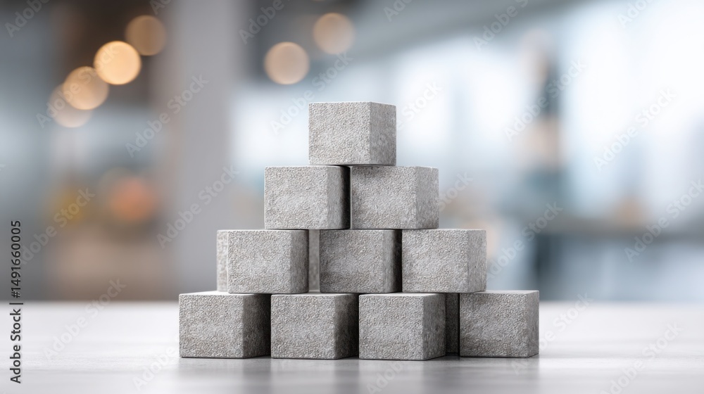 Poster stacked concrete blocks representing a strong foundation for content pillar planning in blog develop