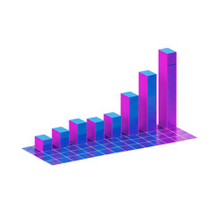 Futuristic Digital Bar Graph with Vibrant Purple and Blue Tones Displaying Growth Analysis