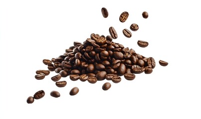 pile of coffee beans isolated on white 