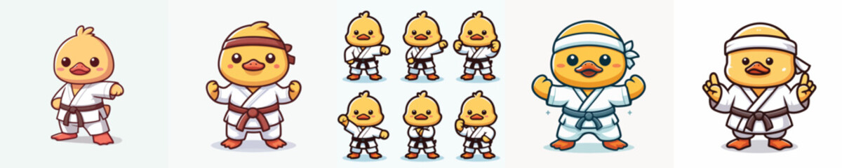 cute duck vector in karate costume