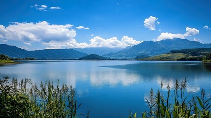lake and mountains