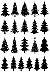 Obraz premium Silhouette Christmas Tree Collection